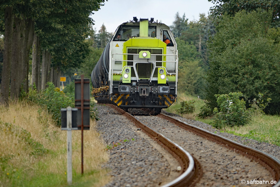 Punktuelle Steigung: 650 089 erklimmt das Gleis hinter Heideloh.